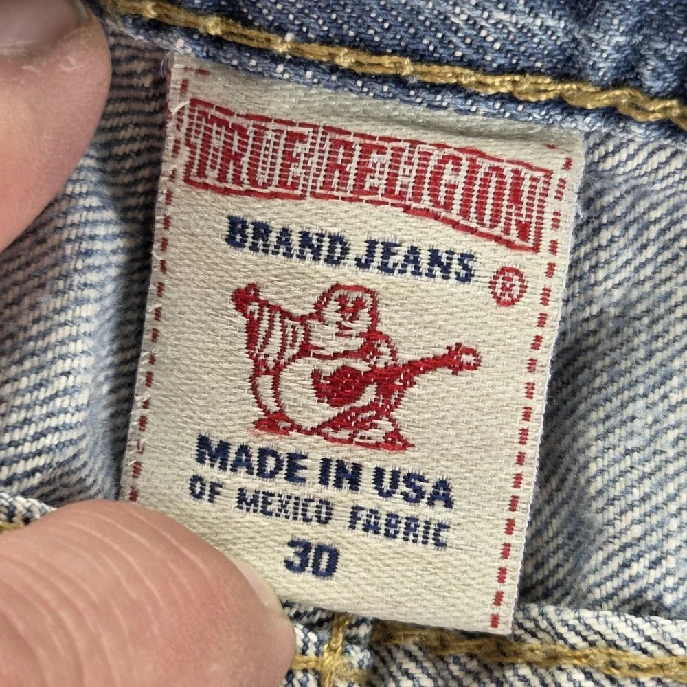 VTG True Religion Jeans Mens Joy Big T Bootcut Flare USA Altered Hem Fits 32x28